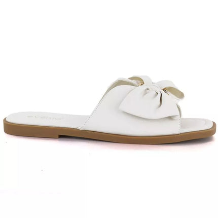 Women's flat slippers with bow white eVento 5479