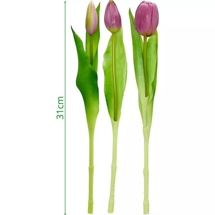 BOUQUET OF 7 LIGHT PURPLE TULIPS 31 CM LIFE-LIKE SPRING DECORATION