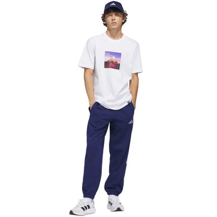 Vyrų adidas „Summer Heat“ grafinio dizaino marškinėliai balti JZ7545