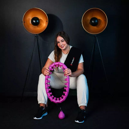 HULA HOP RINKINYS HHW12 VIOLETINIS SU SVORIAIS IR HMS DIRŽAS BR163 JUODAS PLUS SIZE