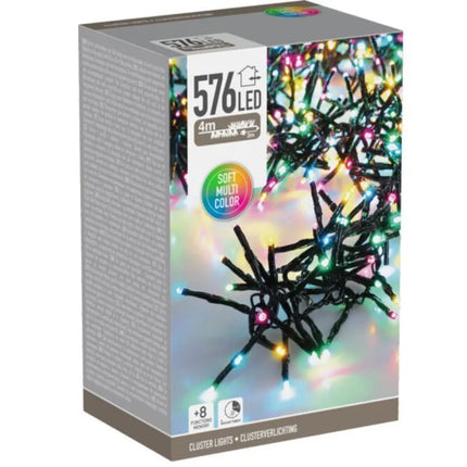 Kalėdinė girlianda eglutei, 576 LED, makaron spalvos, su laikmačiu, 4 spalvos