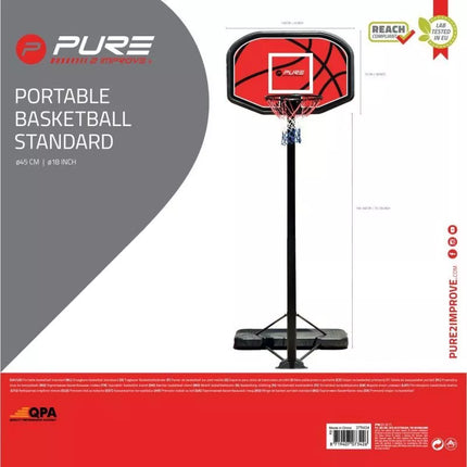 PURE 2 IMPROVE ADJUSTABLE BASKETBALL SET 1.90-3.04M