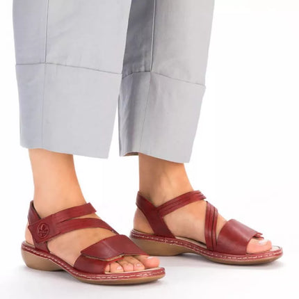Patogūs odiniai Rieker W RKR685 sandalai, raudoni