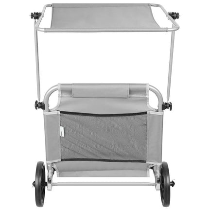 FOLDABLE BEACH CHAIR WITH CANOPY ON WHEELS 116x62x62-90CM GRAY