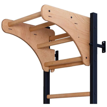 GYMNASTIC WOODEN AND METAL WALL BAR WITH 4 HANDLES WITH A WOODEN BAR BENCHK 211B