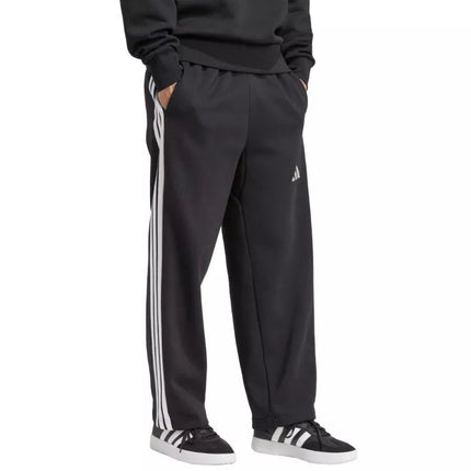 Vyriškos adidas Essentials Trijų Dryžių Fliso Kelnės Plačiomis Klešnemis Juodos JM1770