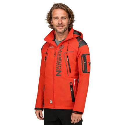Geographical Norway Techno MEN 056 BS3 men's sports jacket with adjustable hood, waterproof, red (WU1060H/GN)