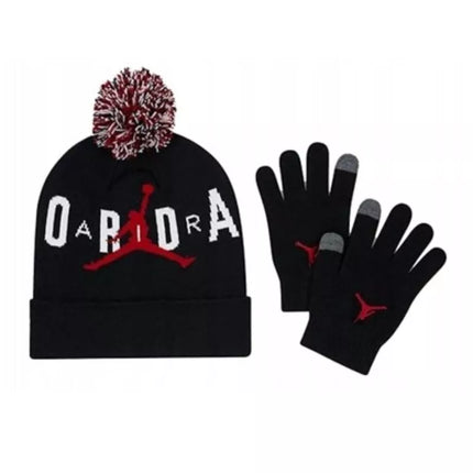 Jaunimo rinkinys Žieminė kepurė + Pirštinės Air Jordan Essential Pom Beanie Set Juoda - 9A0869-023