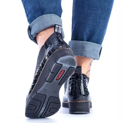 Rieker W R474 gyvatės odos aulinukai juodi