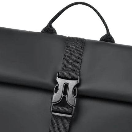 Rivacase Eden Backpack Roll-Up Backpack Black Polyester, Waxed Leather (Pull Up)