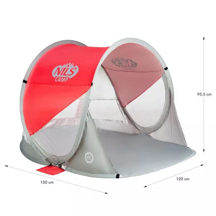 NILS CAMP NC3142 Self-Placing Beach Tent Red-Gray