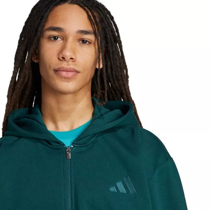 Men's adidas ALL SZN Fleece Full-Zip Sweatshirt Green JX5101