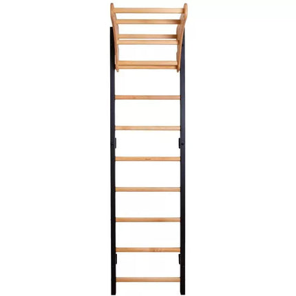 GYMNASTIC WOODEN AND METAL WALL BAR WITH 6 HANDLES WITH A WOODEN BAR BENCHK 711B