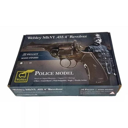 WEBLEY MKVI .455 Policijos revolveriui, kal. 5,5 mm, Diabolo šratai, 6 šūvių dėtuvė, 4" vamzdis, CO2 Battlefield Ekp do17J