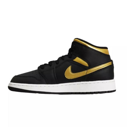 Air Jordan 1 Mid Junior (GS) Basketball Shoe Black/Metallic Gold - DQ8423-071