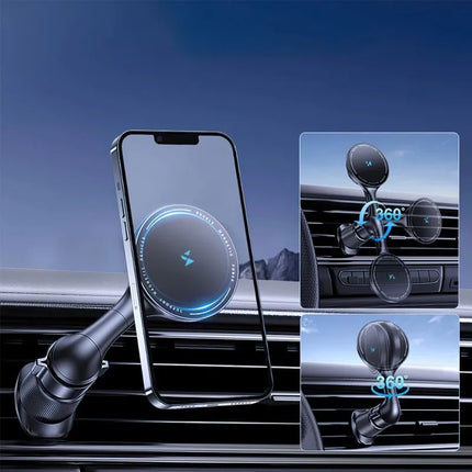 Wozinsky WCT5-6S4Y Automobilinis laikiklis su 15W Qi/MagSafe indukcine įkrova automobilio ventiliacijai - Juodas