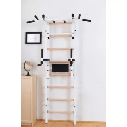 WOODEN AND METAL GYMNASTIC WALL BAR WITH BAR AND ACCESSORIES BENCHK 232W
