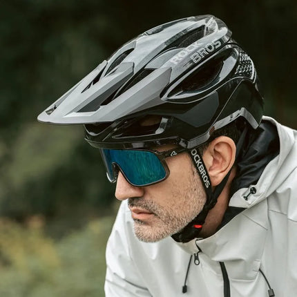 Rockbros LK-99 Mountain Bike Helmet with Adjustable Visor and Magnetic Closure 58-62 cm - Black