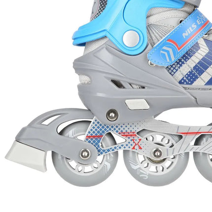 NH18192 4in1 GREY-BLUE SIZE M(34-38) ROLLER SKATES WITH HOCKEY SLEEVE NILS EXTREME
