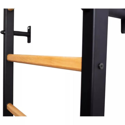 GYMNASTIC WOODEN AND METAL WALL BAR WITH METAL BAR AND ACCESSORIES FOR CHILDREN BENCHK 721B A076