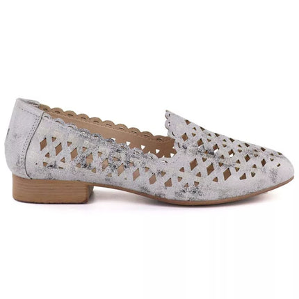 Women's openwork gray and silver shoes Jezzi ASA222