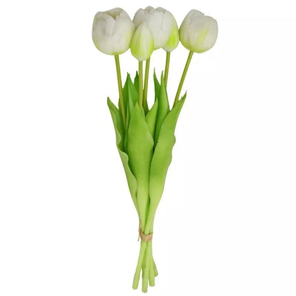 BOUQUET OF 5 WHITE PEONY TULIPS 39 CM LIFE-LIKE SPRING DECORATION