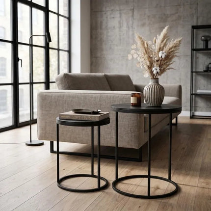 2-IN-1 COFFEE TABLE SET, WOODEN TABLETOP 30/40CM