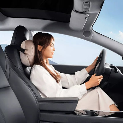 Baseus ComfortRide Serijos automobilinė galvos atramos pagalvėlė su 2 medžiagomis - smėlio spalvos