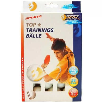 BEST SPORTING Treniruočių stalo teniso kamuoliukai, 24 vnt., balti