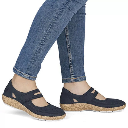 Women's Velcro Shoes Navy Blue Rieker 44859-14