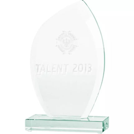 3D engraved glass trophy with case