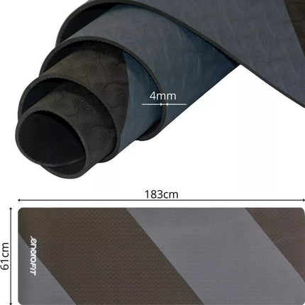 ENERO FIT ANTI-SLIP TPE YOGA AND FITNESS MAT, GRAY-BLACK
