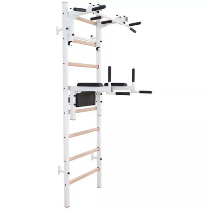 WOODEN AND METAL GYMNASTIC WALL BAR WITH BAR AND ACCESSORIES BENCHK 232W