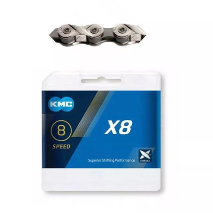 KMC Grandinė X8 114 grandžių Sidabrinė Pilka Dėžutė