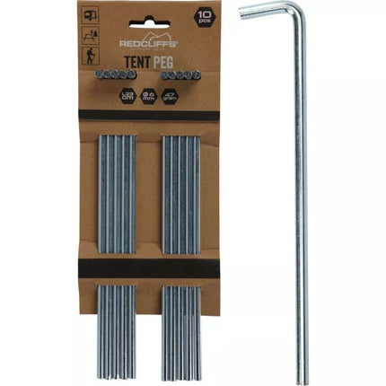 23 cm metaliniai palapinės kuoliukai, 10 vnt. komplektas, REDCLIFFS