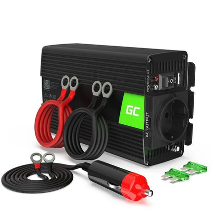 Inverteris GREEN CELL INV04DE 24V–230V 500W/1000W, modifikuota sinusoidė