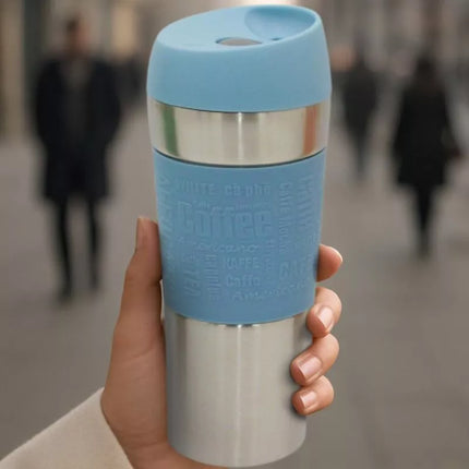 EXCELLENT HOUSEWARE 350 ml mėlynas termo kelioninis puodelis