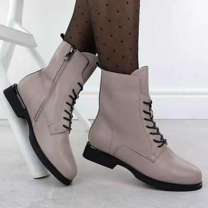Women's leather ankle boots, beige, Filippo DBT7222
