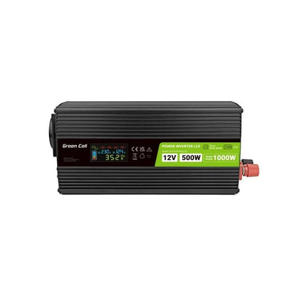GREEN CELL LCD INVERTER 12V/230V 500W/1000W PURE SINE INVGC12P500LCD