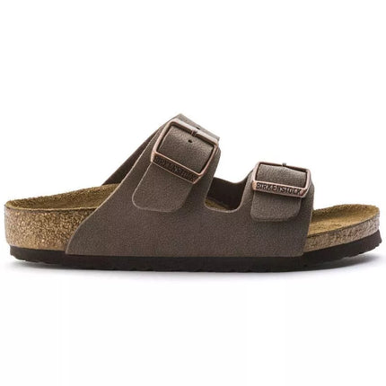 Birkenstock Arizona Kids Birko-Flor Nubuk Mocha siauri šlepetės vaikams (0552893)