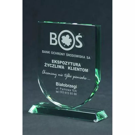 Engraved glass trophy with case