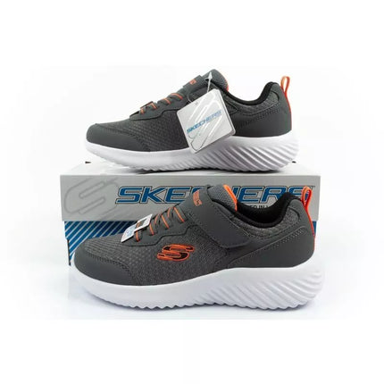 Skechers Bounder vaikiški sportiniai batukai su lipukais, lengvi, madingi pilki