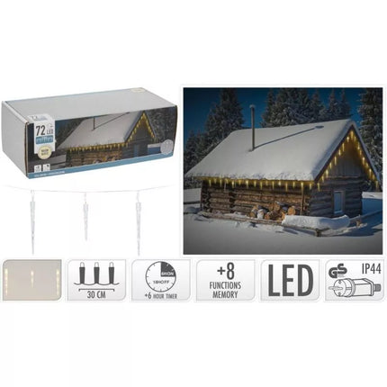 Lauko girlianda "Užuolaidėlė" su 72 LED, "šiltos baltos" spalvos, su laikmačiu