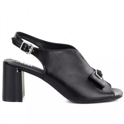Women's black Jezzi RMR25112-3 block heel sandals with bow
