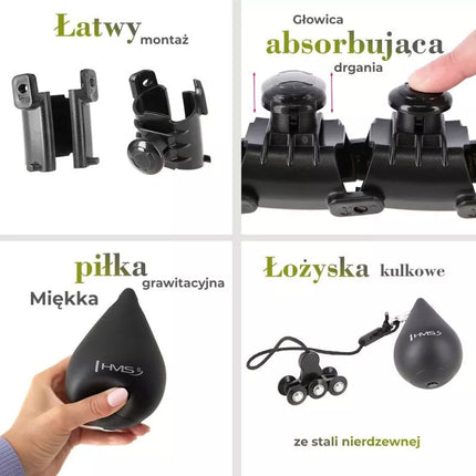 Hulahopo rinkinys HHW12 juodas su iškyšuliais ir HMS svoriu + diržas BR163 juodas didelio dydžio