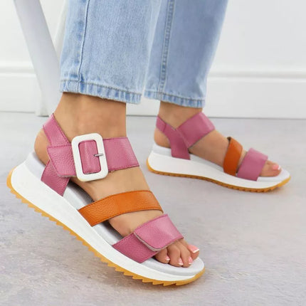 Rieker W2950-31 Women's Pink Leather High Heel Sandals