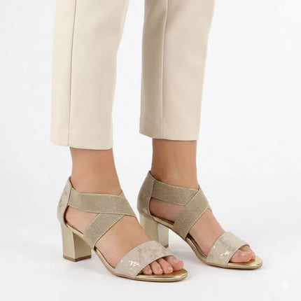 Women's gold Jezzi RMR1954-27 strappy sandals