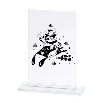 Engraved glass trophy + paint filling