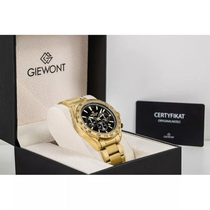 Vyriškas laikrodis Giewont Chronograph Safyro Auksinis Juodas GW9580-B4