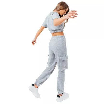 Justhype moteriškas džemperis trumpomis rankovėmis ir "Cargo" stiliaus kelnės sportinis kostiumas W LABON004